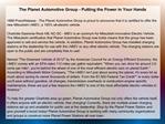 The Planet Automotive Group - Putting the Power in Your Hand