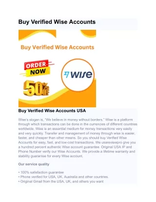 Buy Verified Wise Accounts