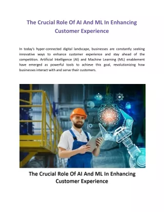 The Crucial Role Of AI And ML In Enhancing Customer Experience