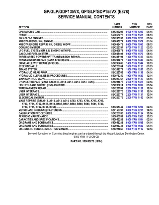 YALE (E878) GLP155VX LIFT TRUCK Service Repair Manual