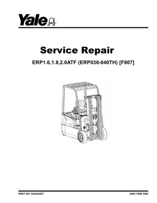 YALE (F807) ERP1.8ATF Europe LIFT TRUCK Service Repair Manual