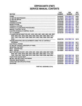 YALE (F807) ERP035TH LIFT TRUCK Service Repair Manual