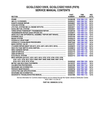 YALE (F879) GC135VX LIFT TRUCK Service Repair Manual