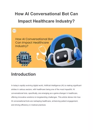 How AI Conversational Bot Can Impact Healthcare Industry