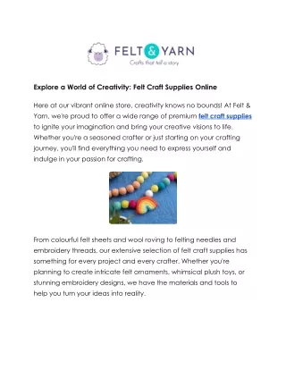 Crafting Delight: Felt Craft Supplies Online