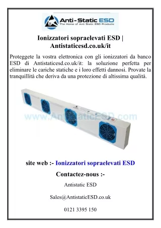 Ionizzatori sopraelevati ESD  Antistaticesd.co.uk