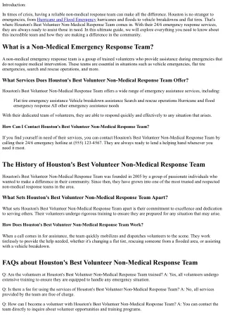 The Ultimate Guide to Houston's Best Volunteer Non-Medical Response Team