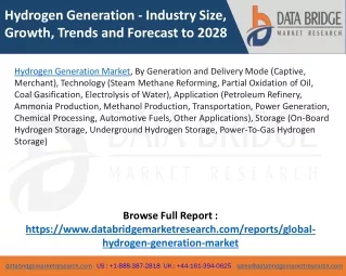 Hydrogen Generation Market – Industry Trends and Forecast to 2028