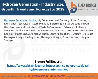 Hydrogen Generation Market – Industry Trends and Forecast to 2028