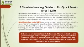 Easy way to terminate QuickBooks Error 15270