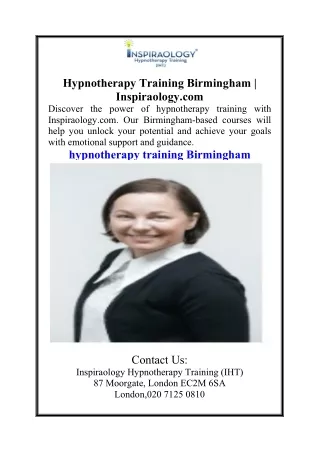 Hypnotherapy Training Birmingham  Inspiraology.com