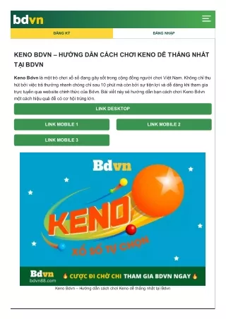 KENO BDVN – HƯỚNG DẪN CÁCH CHƠI KENO DỄ THẮNG NHẤT TẠI BDVN