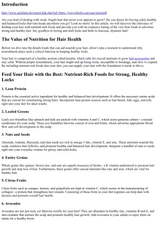 Feed Your Hair with the Best: Nutrient-Rich Foods for Solid, Healthy Locks