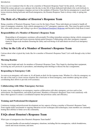 Behind the Scenes: A Day in the Life of a Member of Houston's Response Team