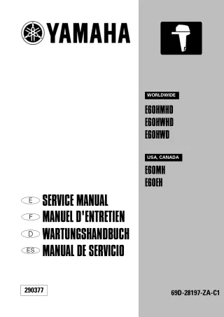 Yamaha E60HMHD Outboard Service Repair Manual SN 700101