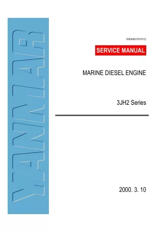 Yanmar 3JH2-T(B)E Marine Diesel Engine Service Repair Manual