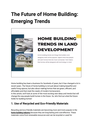 Innovating Home Construction Exploring the Future of Building Trends