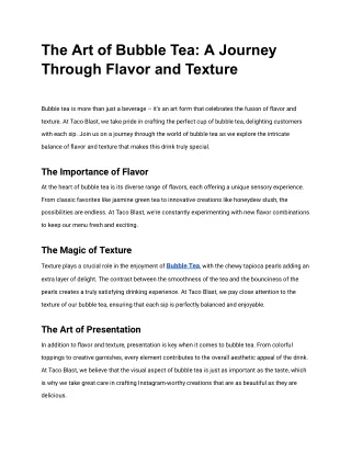 The Art of Bubble Tea_ A Journey Through Flavor and Texture