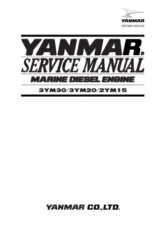 Yanmar 3YM20 Marine Diesel Engine Service Repair Manual