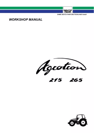 Deutz Fahr AGROTRON 265 Tractor Service Repair Manual