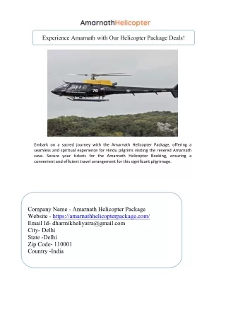 Amarnath Helicopter Package