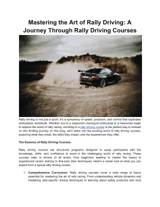 Mastering the Art of Rally Driving_ A Journey Through Rally Driving Courses