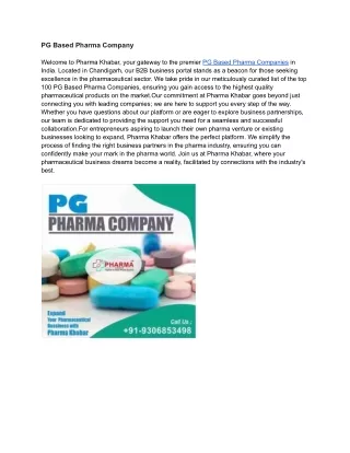 PG Based Pharma Company