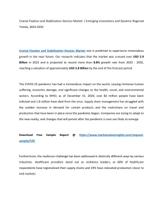 Cranial Fixation and Stabilization Devices Market 2023 | Predictions 2023-2032