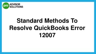 Best Way to Fix QuickBooks Error 12007