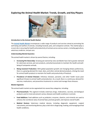 Exploring the Animal Health Market: Trends, Growth, and Key Players