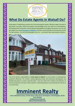 What Do Estate Agents in Walsall Do