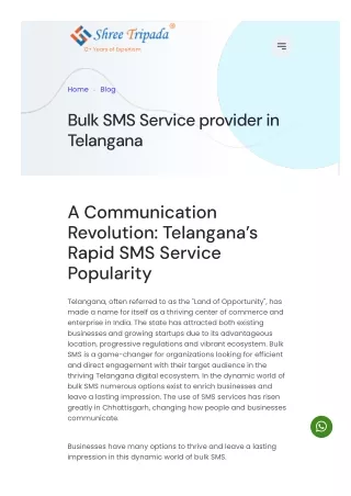 Bulk SMS Service Provider In Telangana - Shree Tripada