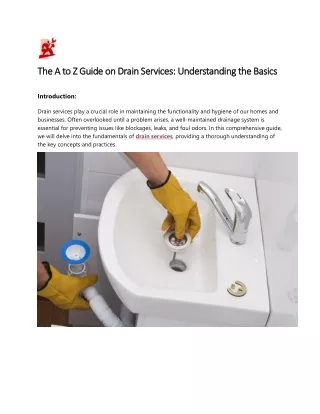 The A to Z Guide on Drain Services Understanding the Basics