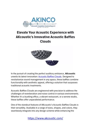 Elevate Your Space with AKcoustic Acoustic Baffles Clouds