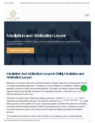 Mediation And Arbitration Lawyer in Delhi