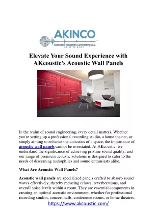 Transform Your Space with AKcoustic's Innovative Acoustic Wall Panels