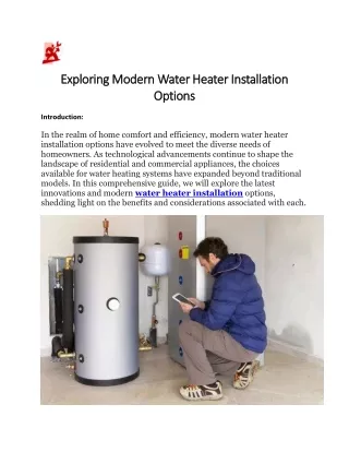 Exploring Modern Water Heater Installation Options