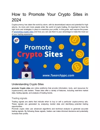 How to Promote Your Crypto Sites in 2024