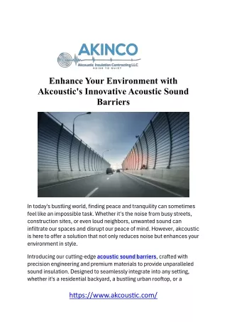 Transform Your Space with AKcoustic's Acoustic Sound Barrier Panels