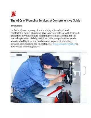 The ABCs of Plumbing Services A Comprehensive Guide