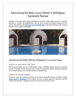 Discovering the Best Luxury Resort in Bodhgaya