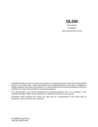 Doosan DL350 Wheel Loader Service Repair Manual