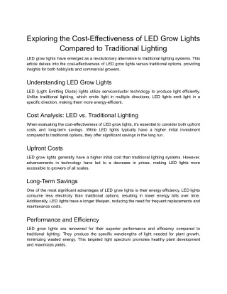 Exploring the Cost-Effectiveness of LED Grow Lights Compared to Traditional Lighting