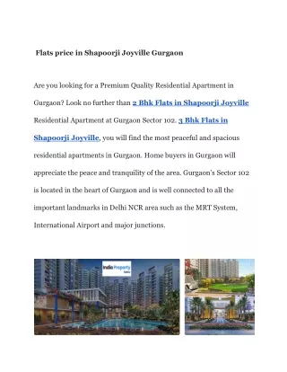 _Flats price in Shapoorji Joyville Gurgaon