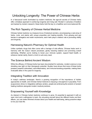 Unlocking Longevity_ The Power of Chinese Herbs