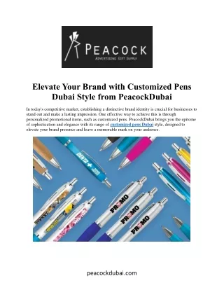 Elevate Your Brand with Customized Pens  Dubai Style from PeacockDubai