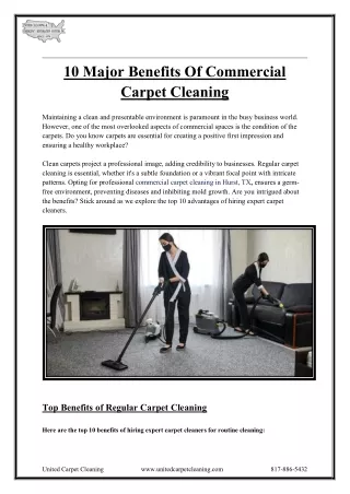 10 Major Benefits Of Commercial Carpet Cleaning