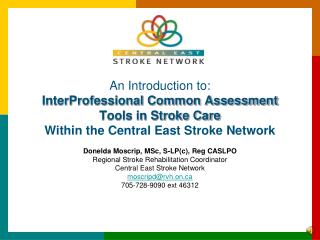 An Introduction to: InterProfessional Common Assessment Tools in Stroke Care Within the Central East Stroke Network