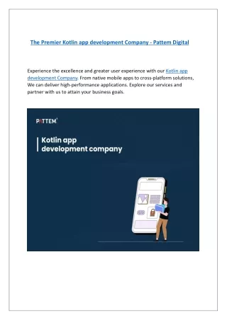 The Premier Kotlin app development Company - Pattem Digital