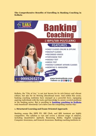 The Comprehensive Benefits of Enrolling in Banking Coaching in Kolkata